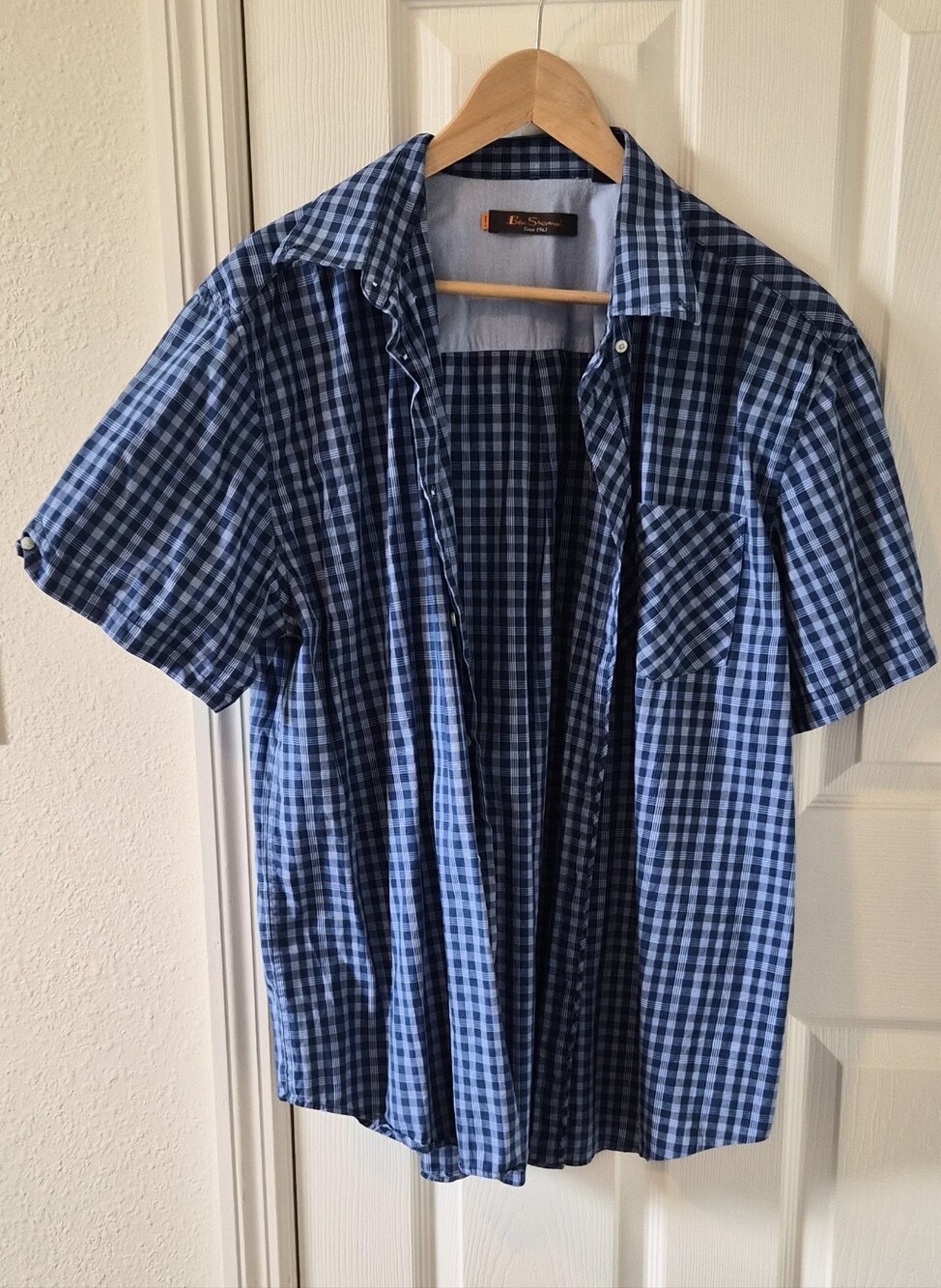 Ben Sherman Blue Gingham Short Sleeve Button-Down Shirt